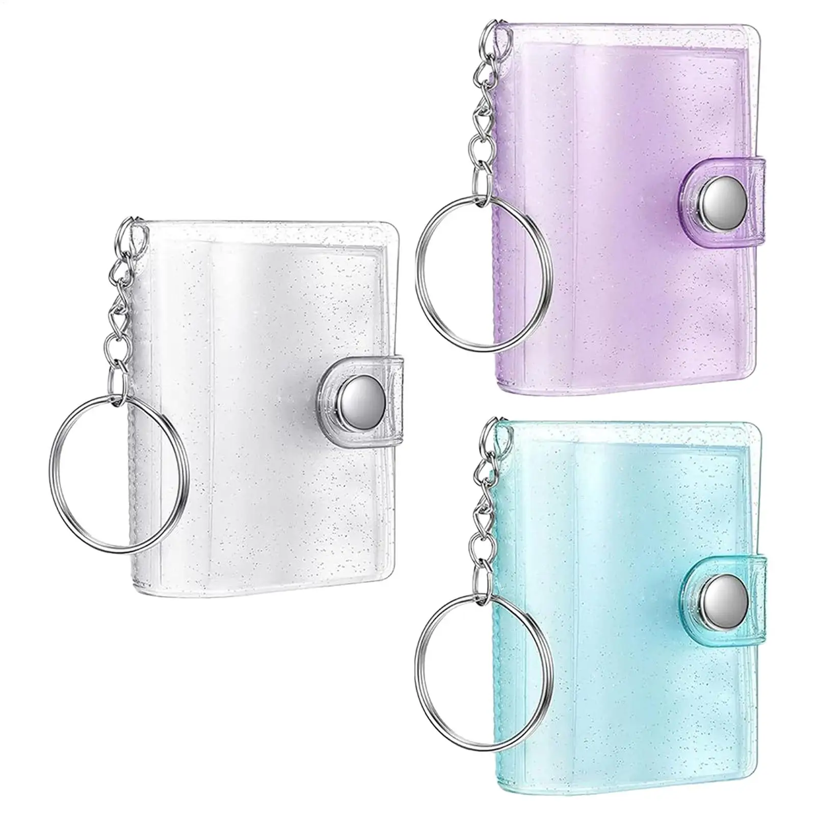 Mini photo album keychain 24-Pockets Mini Picture Binder transparent pocket album key ring DIY handmade photo album