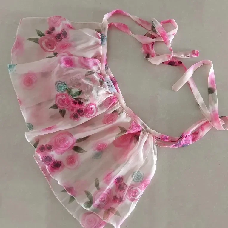 

Handmade Man Floral Graphics Chiffon Skirt Design Sexy Panties Briefs Live Show Dance Private Party FKK Costumes Bar Club