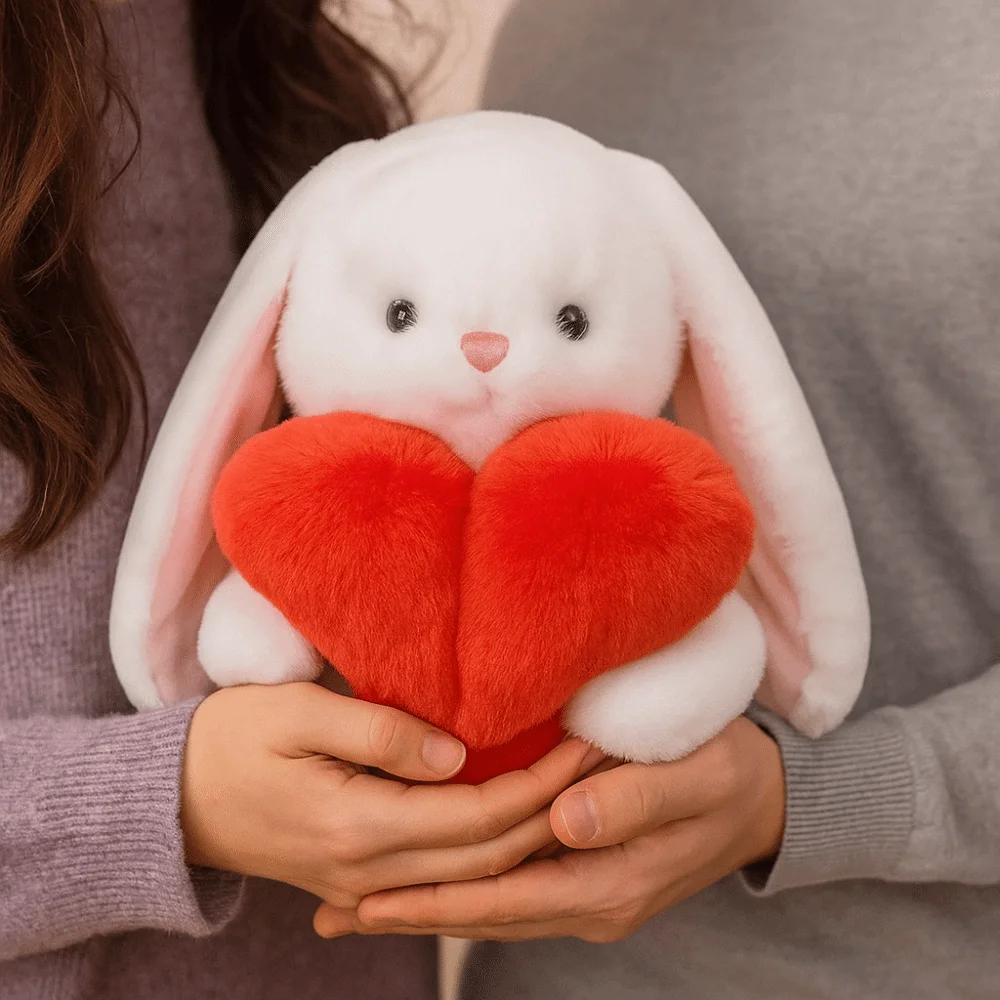 

PP Cotton Hold Heart Rabbit Doll Interactive Fluffy Heart Beart Stuffed Animal Doll Collection Soft West Highland Dog Doll
