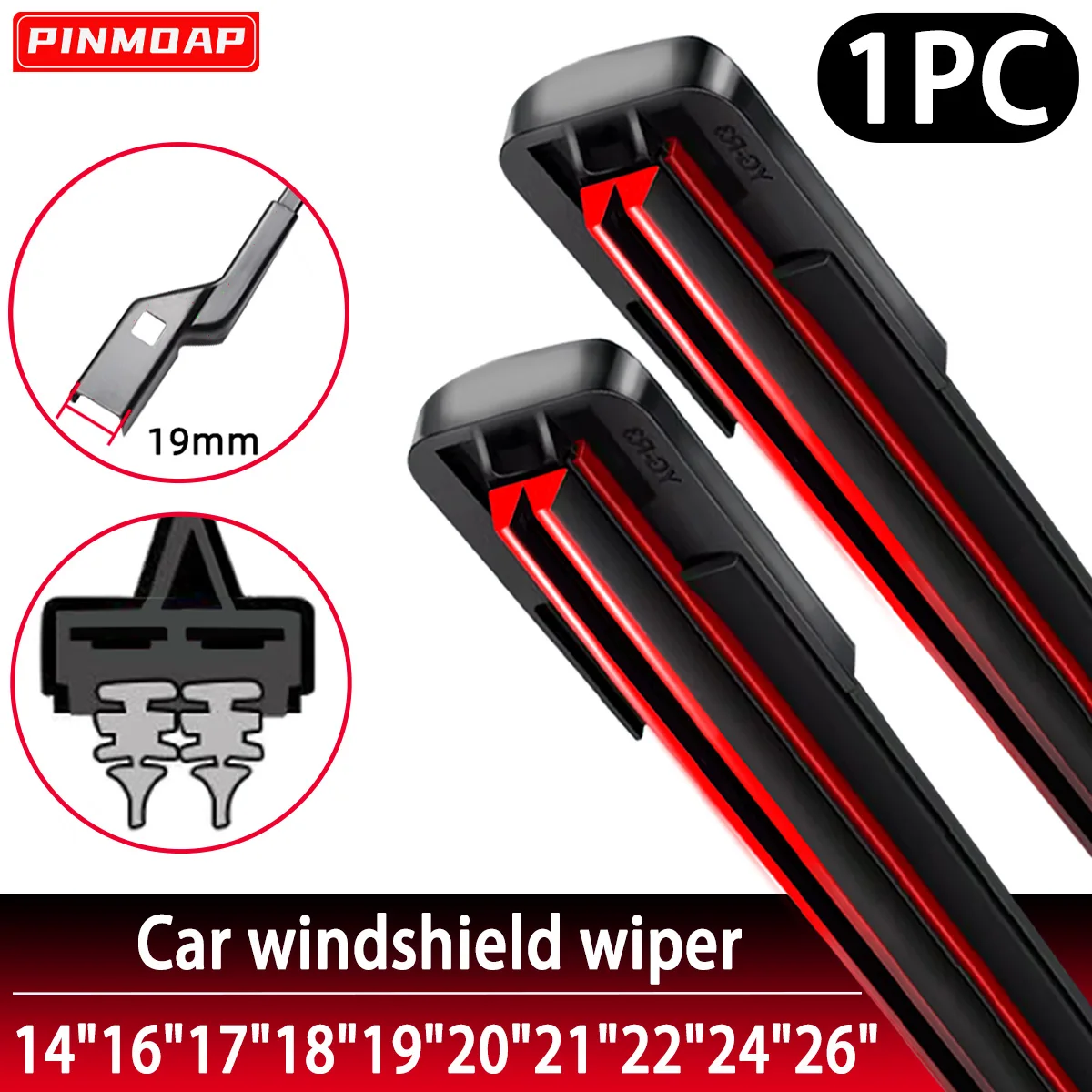 PINMOAP Car Windshield Wiper With Double Rubber Strips And 19mm Wiper Blades 14