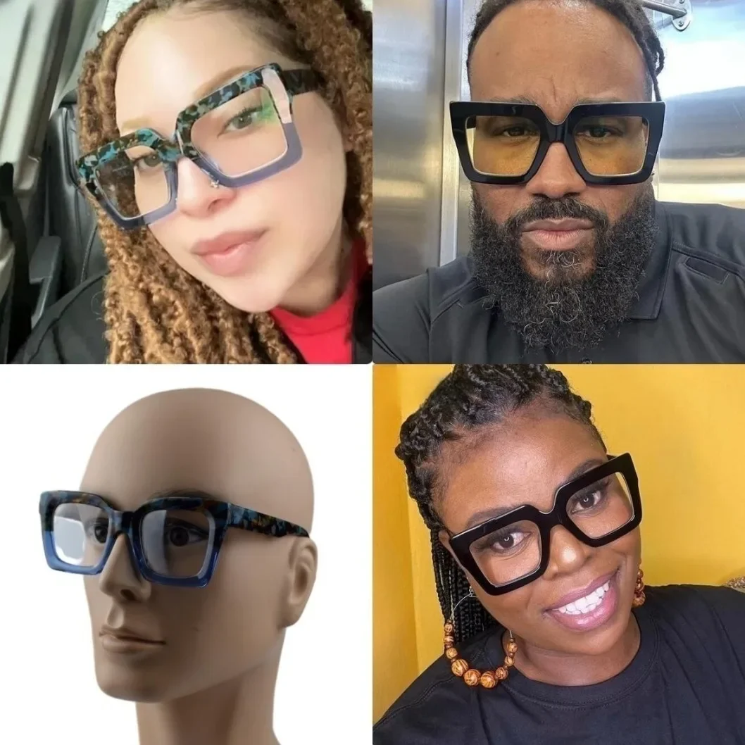 KUXA 남녀 공용 광학 처방 안경 근시 원시 누진 렌즈 안경 레트로 아세테이트 데일리 프레임