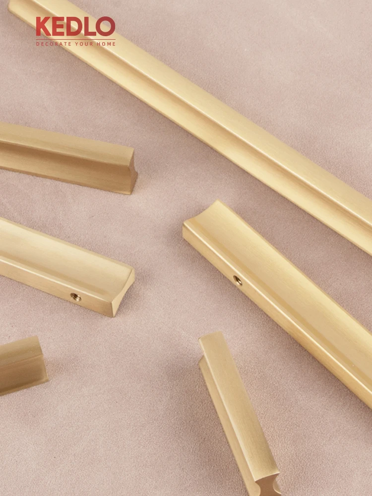 KEDLO Moderner, minimalistischer, massiver Messing-Schubladengriff für Küchenschränke mit goldenen Griffen – Detail 3
