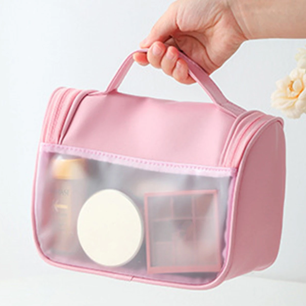 1pc-borsa per gargarismi di lavaggio impermeabile traslucida kit da toilette smerigliati per donna borsa cosmetica da viaggio per ragazze