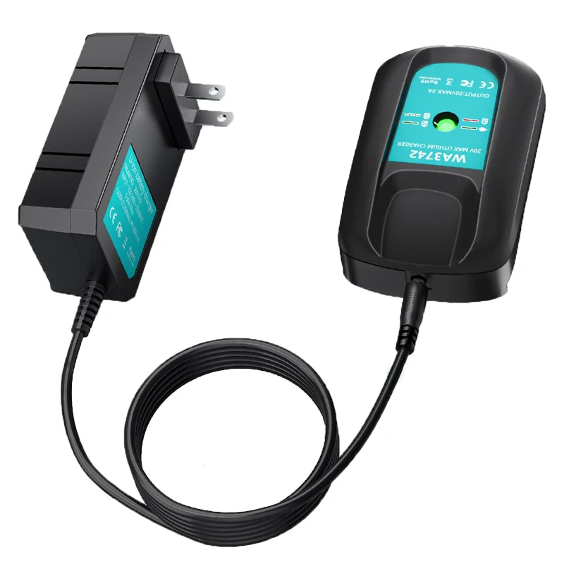 

WA3742 Portable Replacement Charger Compatible for WORX 20V Lithium Batteries WA3512,WA3578,WA3732,WA3875,WA3881 US/EU/UK Plug