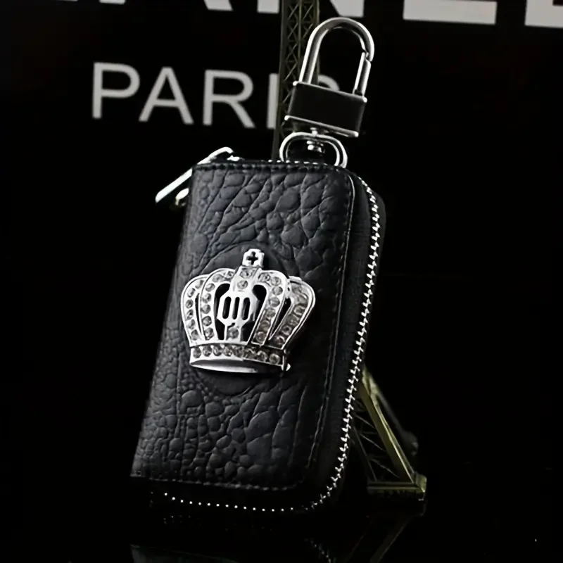 Creative Rhinestone Crystal Crown Car Key Case Durable Universal Key Case Storage Bag, Key Shell Cover Protective Cover