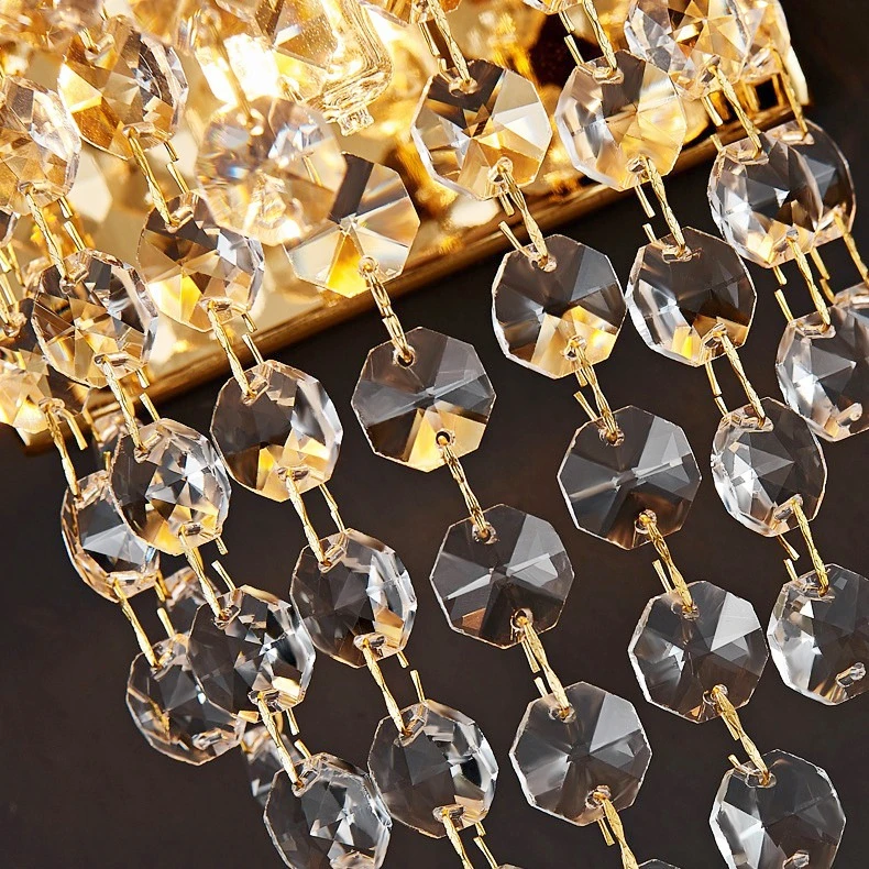 4 Types (Silver Rings/Gold Pins) Clear 14mm Crystal Octagon Beads Chain Garlands Chandelier Lamp Part Curtain Craft Home Wedding