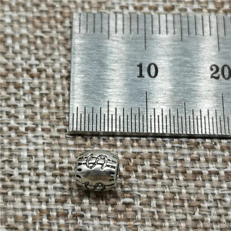 8 Sterling Silver Small Dollar Barrel Beads 925 Silver Money Sign Symbol Spacers for Bracelet Necklace