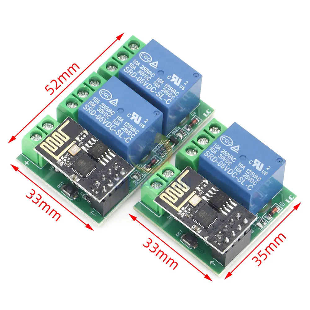 ESP8266 Dual Channel WIFI Relay Module ESP-01 DC5V With Relay Indicator and Reset Button 2 CH relay Boad Low Level Control