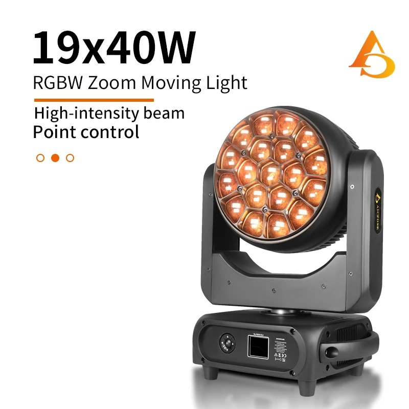 

AICPOSE Bee Eye 19X40W Zoom Wash Moving K15 Head Lights DMX512 DJ Beam Disco Party RGBW LED Focusing Stage Equipment