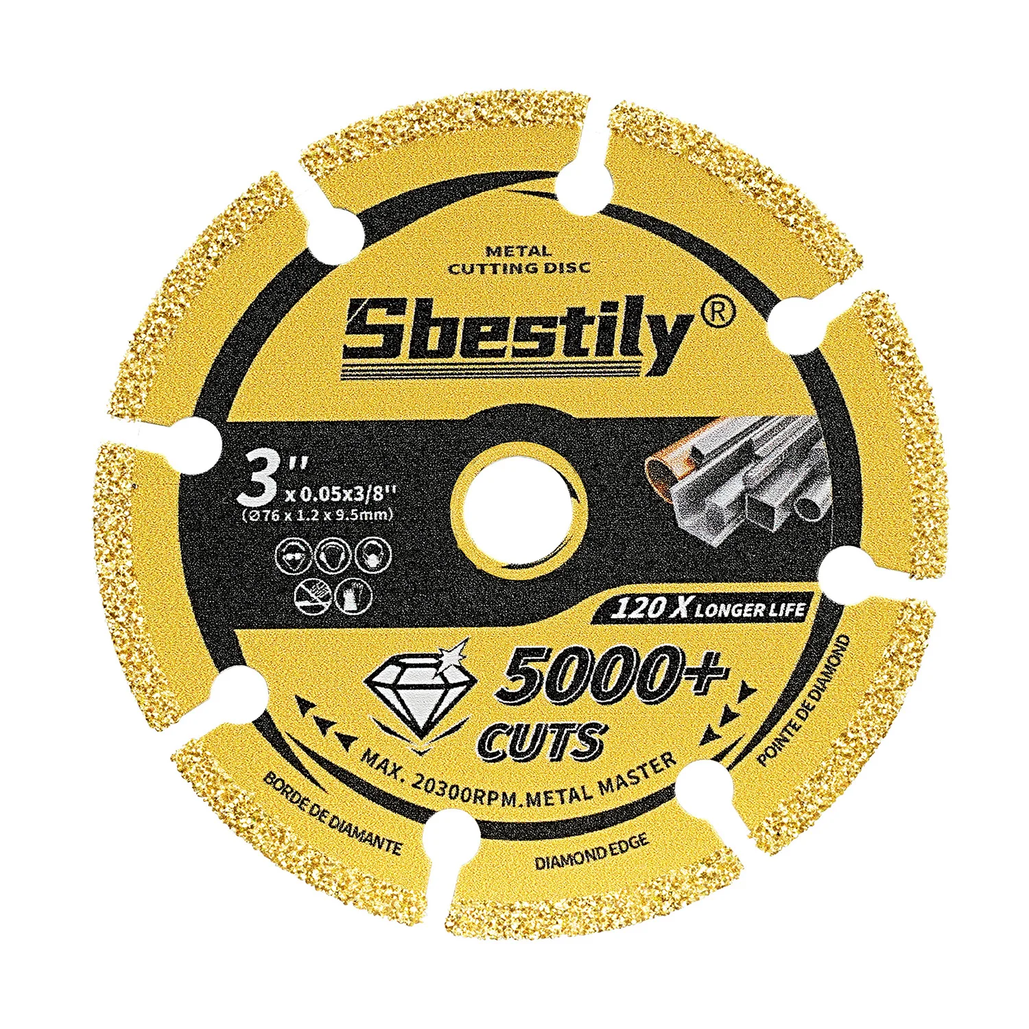 3 inch Diamond Saw Blade Cutting Disc Cut Metal Rebar Steel Iron 75x9.5x1.2mm Brazed Cut off Wheel Angle Grinder Disk