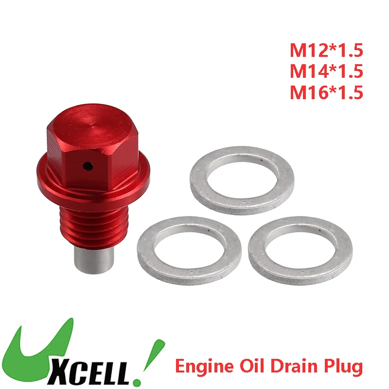 UXCELL Universal Engine Oil Drain Bolts Sump Nuts Car Magnetic Oil Drain Plug with 3 Gasket Auto Replacement Parts