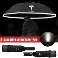 New Automatic Reverse LED Lighting Reflective Strip Ten Bone Car Umbrella For Tesla Model 3 Model X S Y Accessory