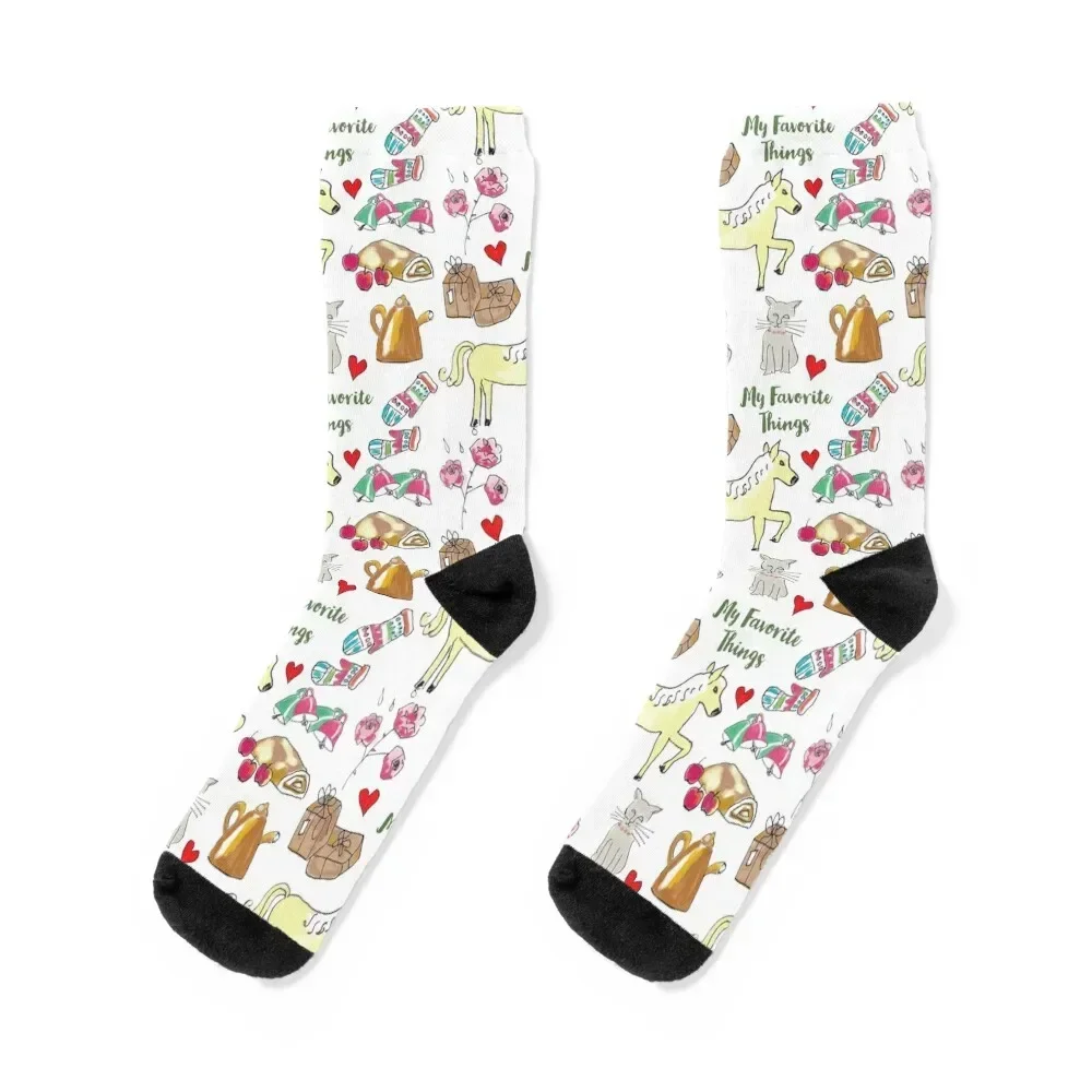 Sound of Music My Favorite Things Valentine Heart Pattern Socks christmas gift football Socks Girl Men's