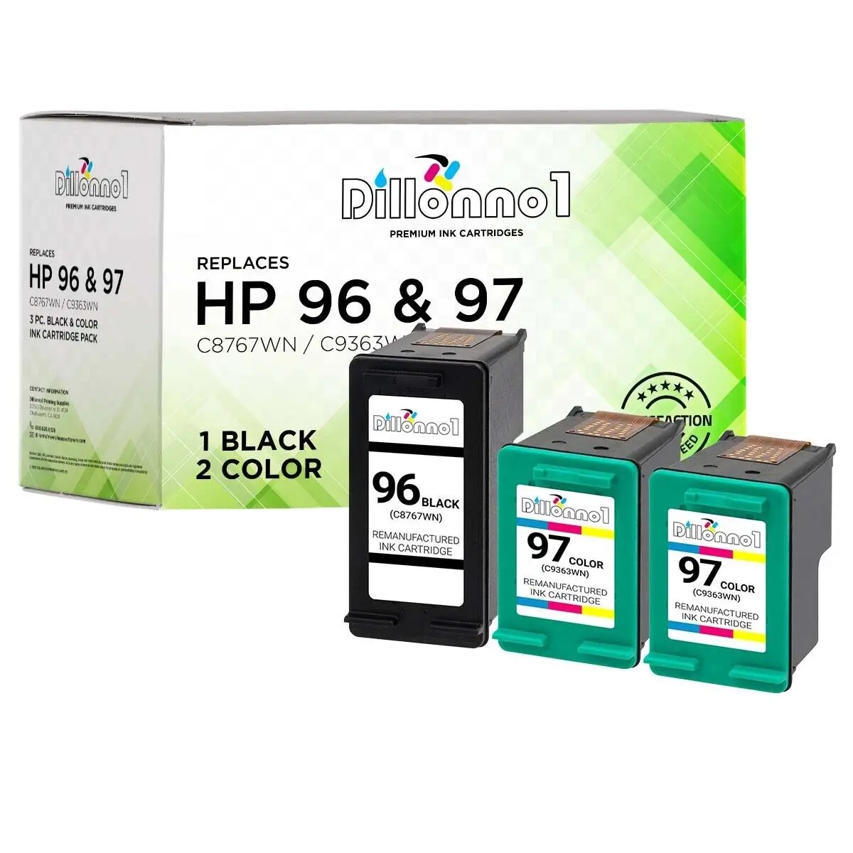 Cartucho de repuesto 3PK 1HP96 2HP97 para Officejet 7410xi PhotoSmart 2605 2608