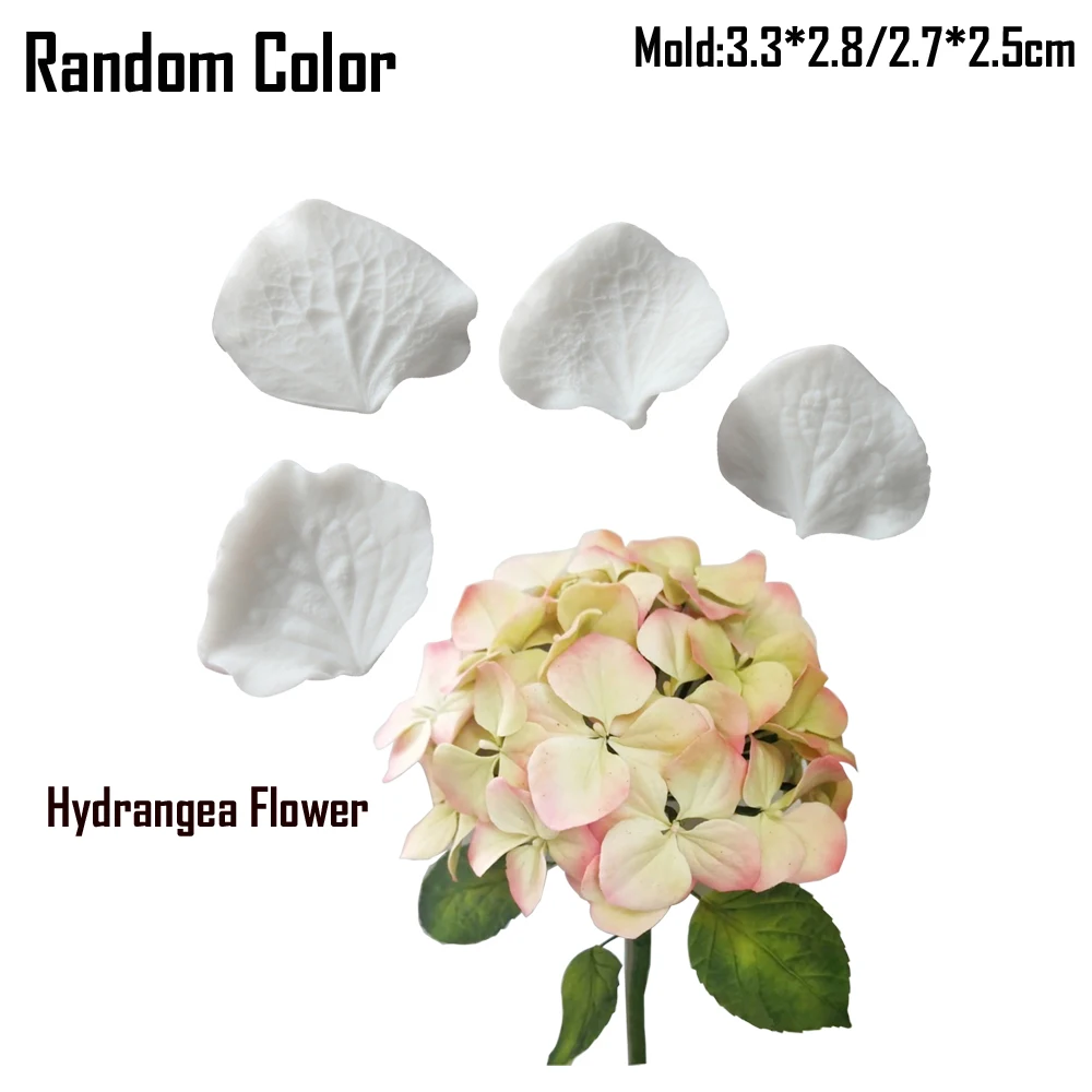 DIY Hydrangea Flower Veiner Silicone Mold Leaf Mould Petal Fondant Form Sugarcraft Candy Cake Decorating Tools Bakeware M2719