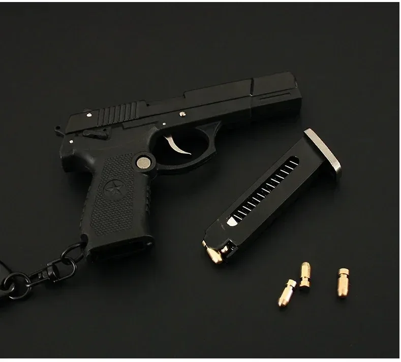 1:3 Semi Alloy QSZ92 Toy Gun Detachable Mini Gun Model Shell Ejection Pistol Keychain Pendant Ornament for Boys Gift