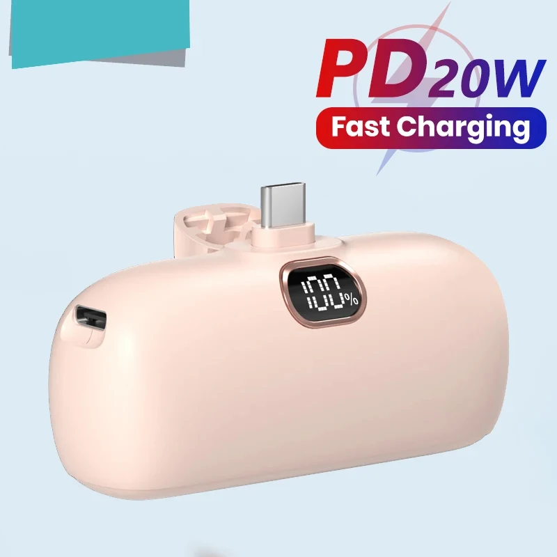 

Mini Power Bank 5000mAh PowerBank QC PD Fast Charging for IPhone 15 14 13 Batterie Externe Portable Charger for Xiaomi Mi