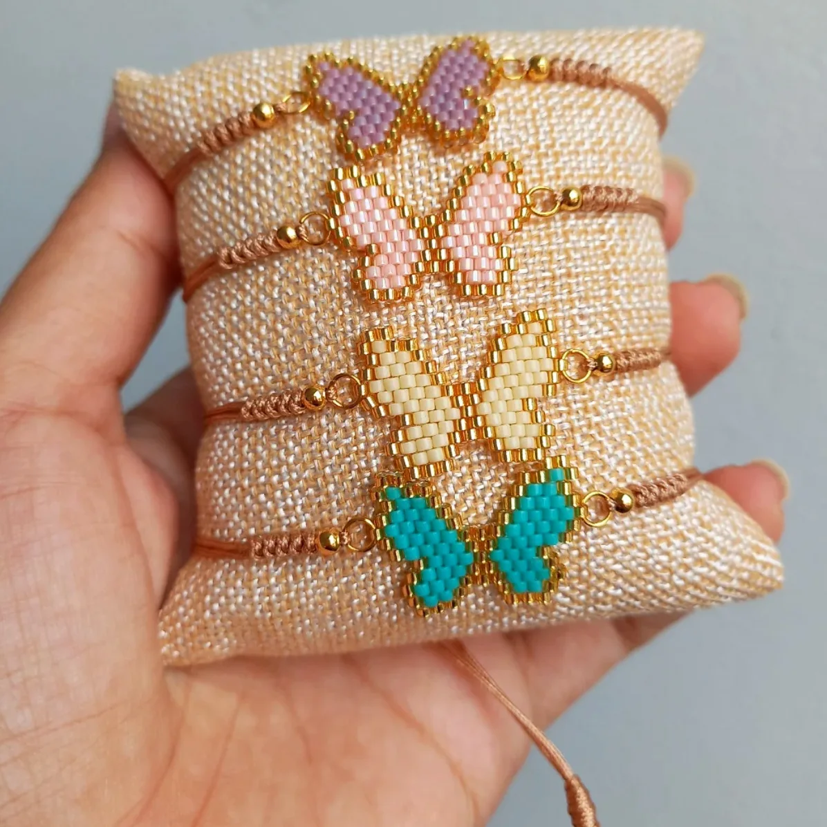ZGMXR Rice bead earrings Hand bracelet Adjustable Butterfly Hand-woven  Pattern Bohemia Alloy Woman Fashion  Beaded earrings