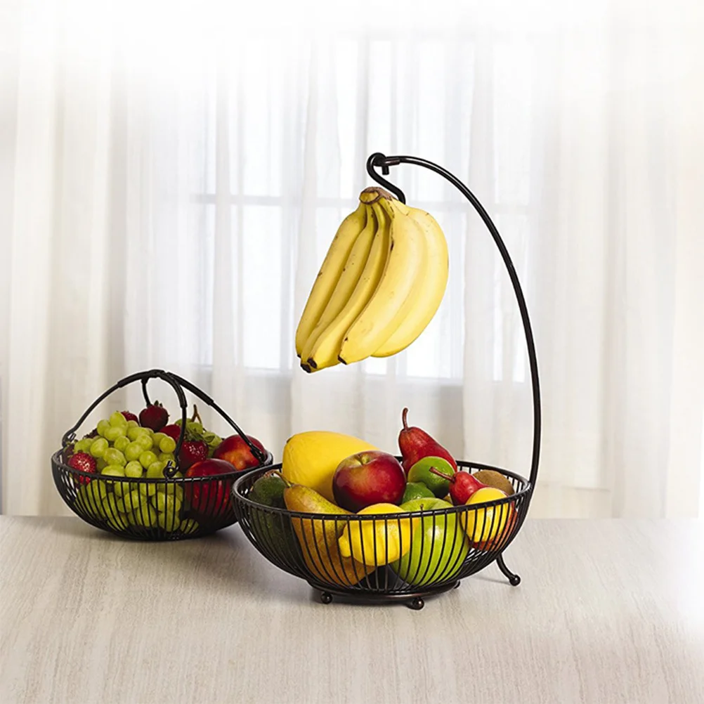 

2 Tier Fruit Basket Double Layers Iron Wire Basket Detachable Fruits Storage Tray Multi- Kitchen Snacks Candy