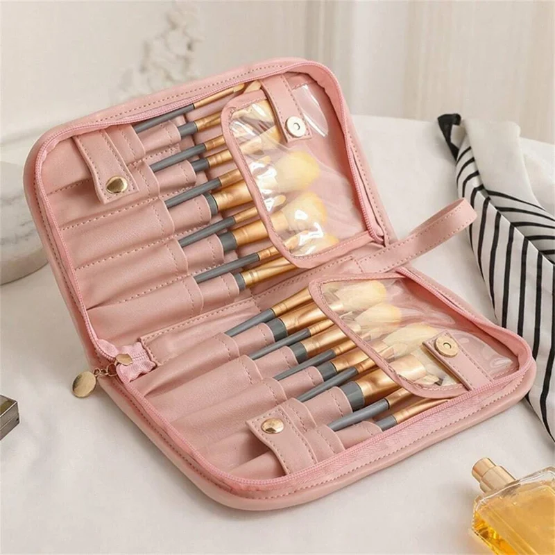 Zipper Makeup Brush Storage Bag Brush Bag Stand Type Embroiderer Tool Pen Eyebrow Pencil Display Rack Eye Shadow Box Brush Bag