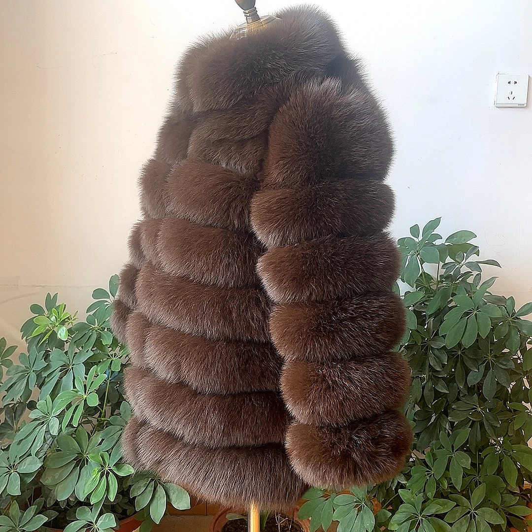 100% New Fast Shipping New Fashion Women Fashion Real Natural Fox Fur Long Coat  true fur coat and stylish natural fox fur jacke