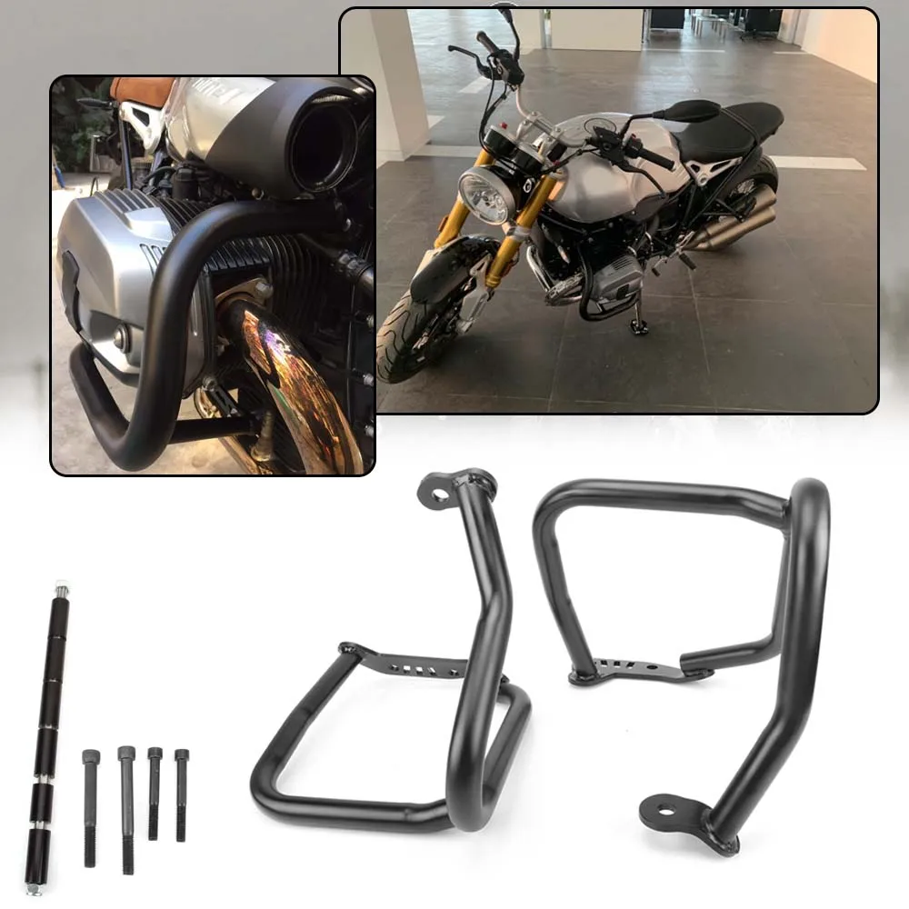 

1 pair Heavy-Walled Steel Pipes Engine Guard Crash Bar Protector For BMW R1200 R NINE T 2014 2015 2016 protective fence bumper