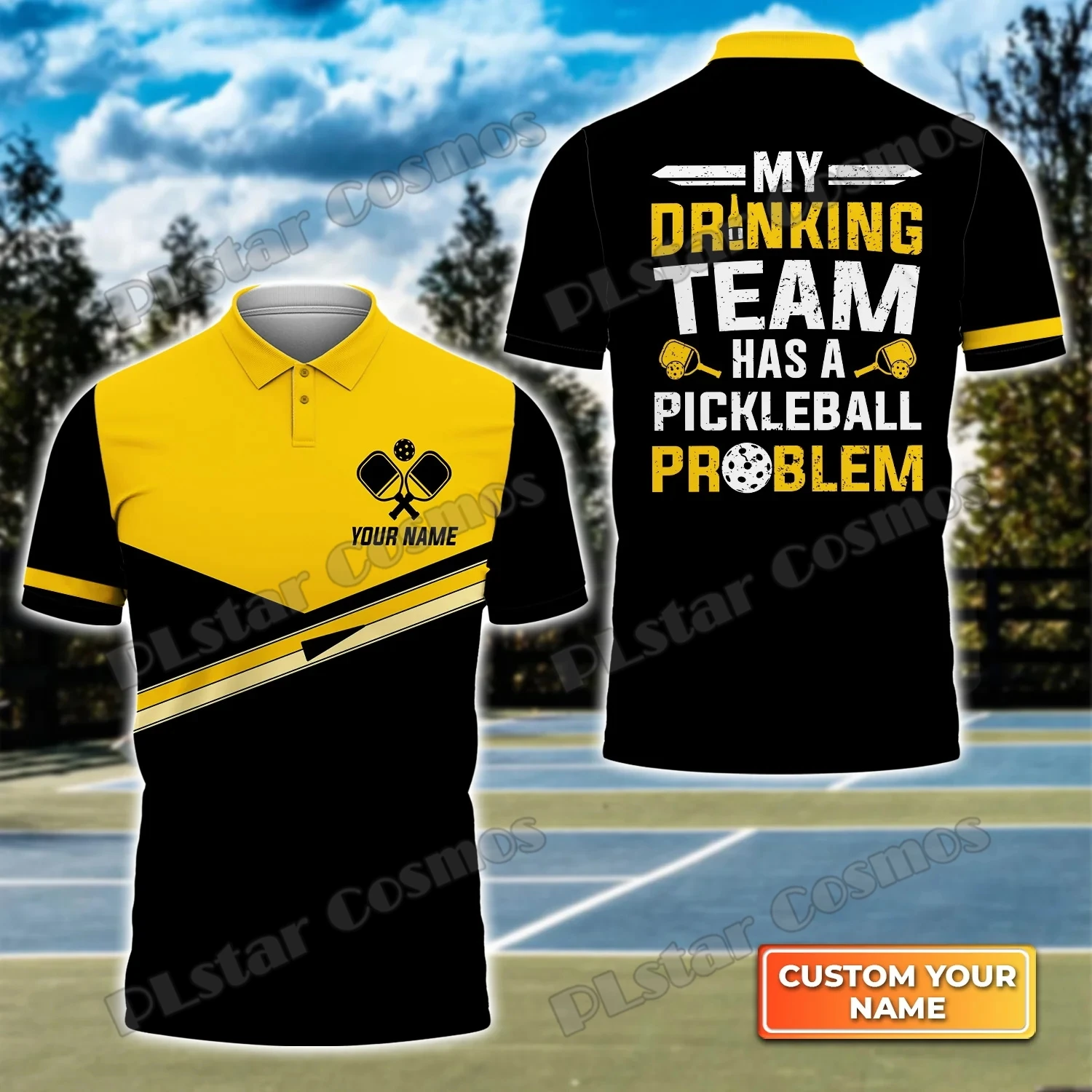 Polo con nombre personalizado para hombre, Camiseta con estampado 3D de primera calidad, estilo informal de calle, regalo para jugador de Pickleball WK66