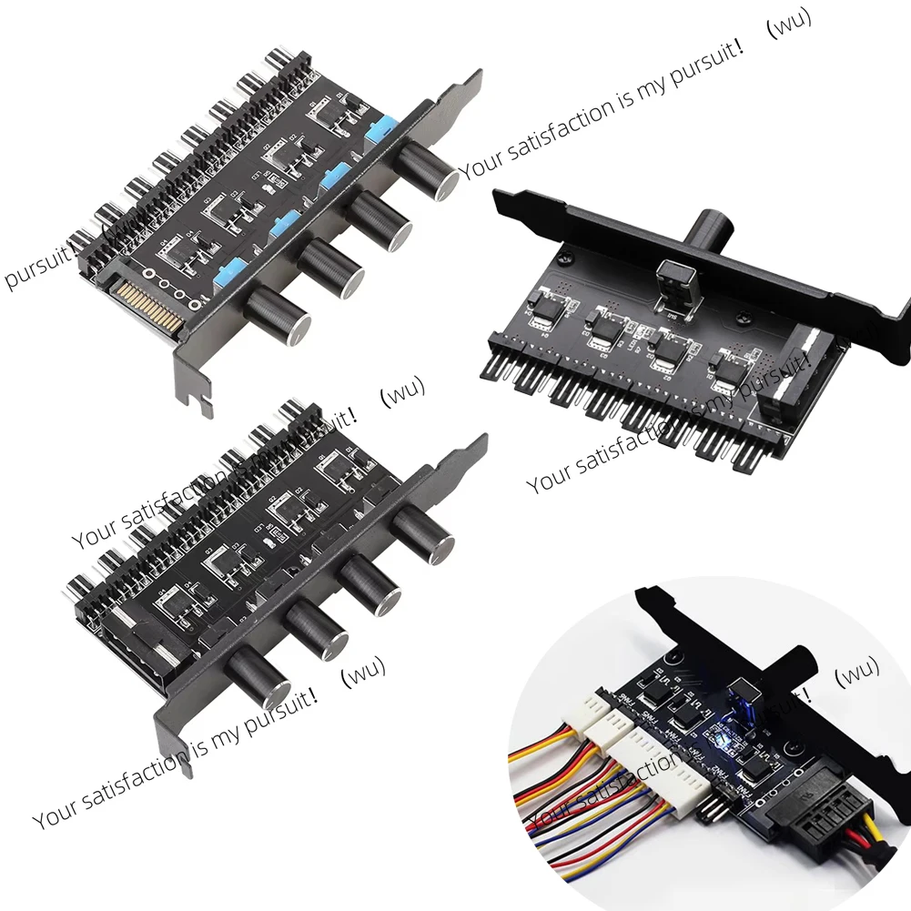 8-Channel cooling fan hub 4Pin SATA power supply cooling speed controller, suitable for 3pin 4pin fan CPU PC chassis