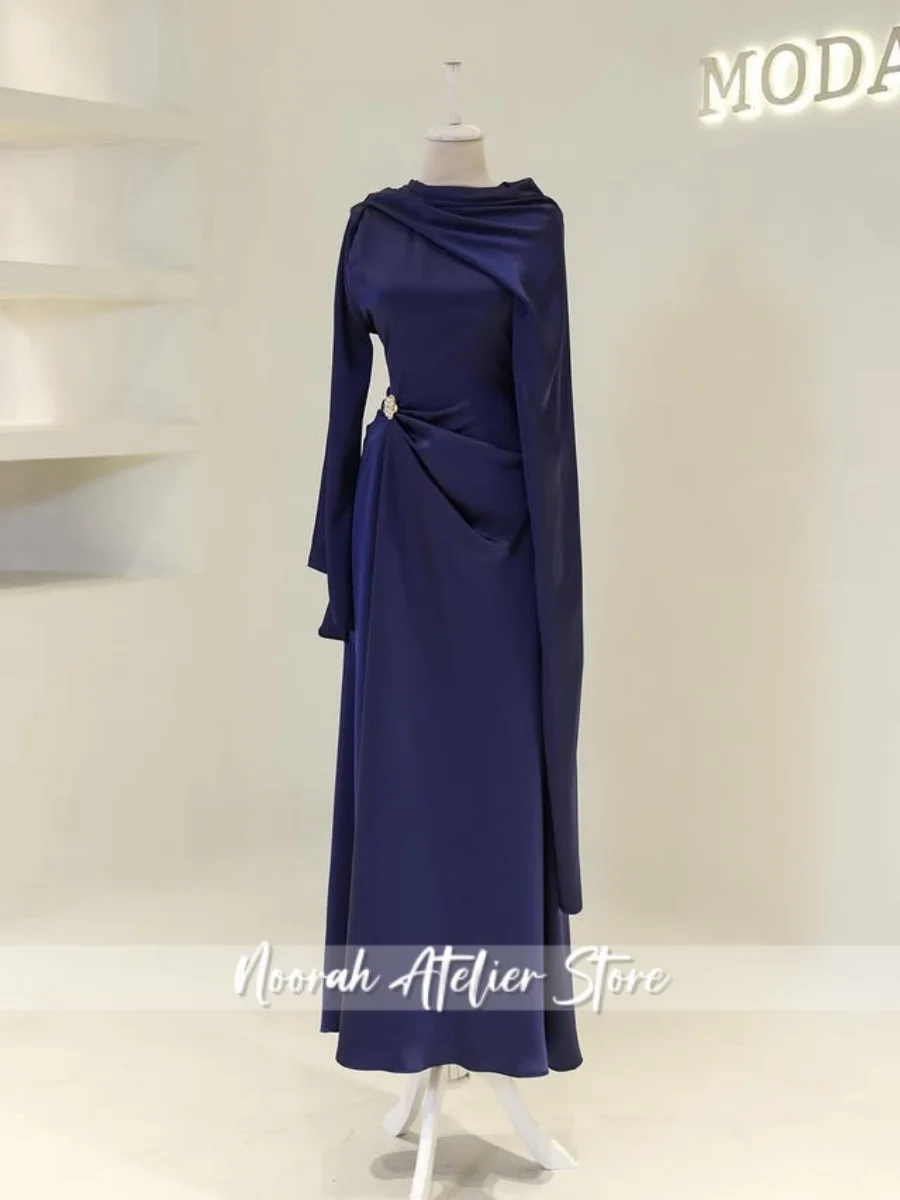 Vestidos de Noche elegantes de lujo con peplum islámico, mangas largas, Pletas de Dubái, vestido de fiesta musulmán, personalizados, novedad de 2025