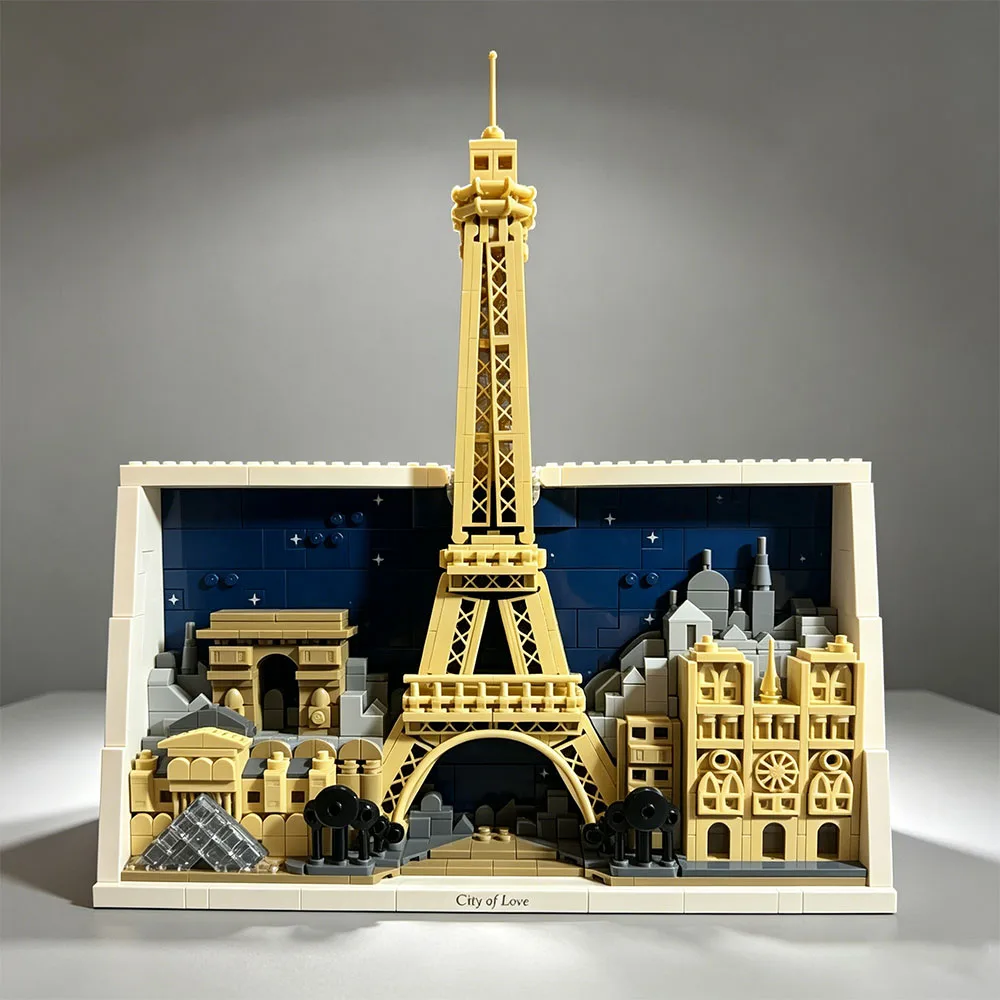 2026 NEU Love City—Paris Gebäude-Serie Kinder-Bausteine Modellbausatz Geschenk Geeignet für Jungen und Mädchen
