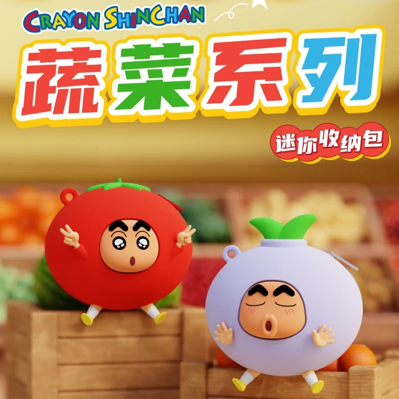 

New Genuine Crayon Shin-Chan Q Version Vegetable Series Earphone Case Mini Pendant Anime Cute Toys Custom Birthday Gift