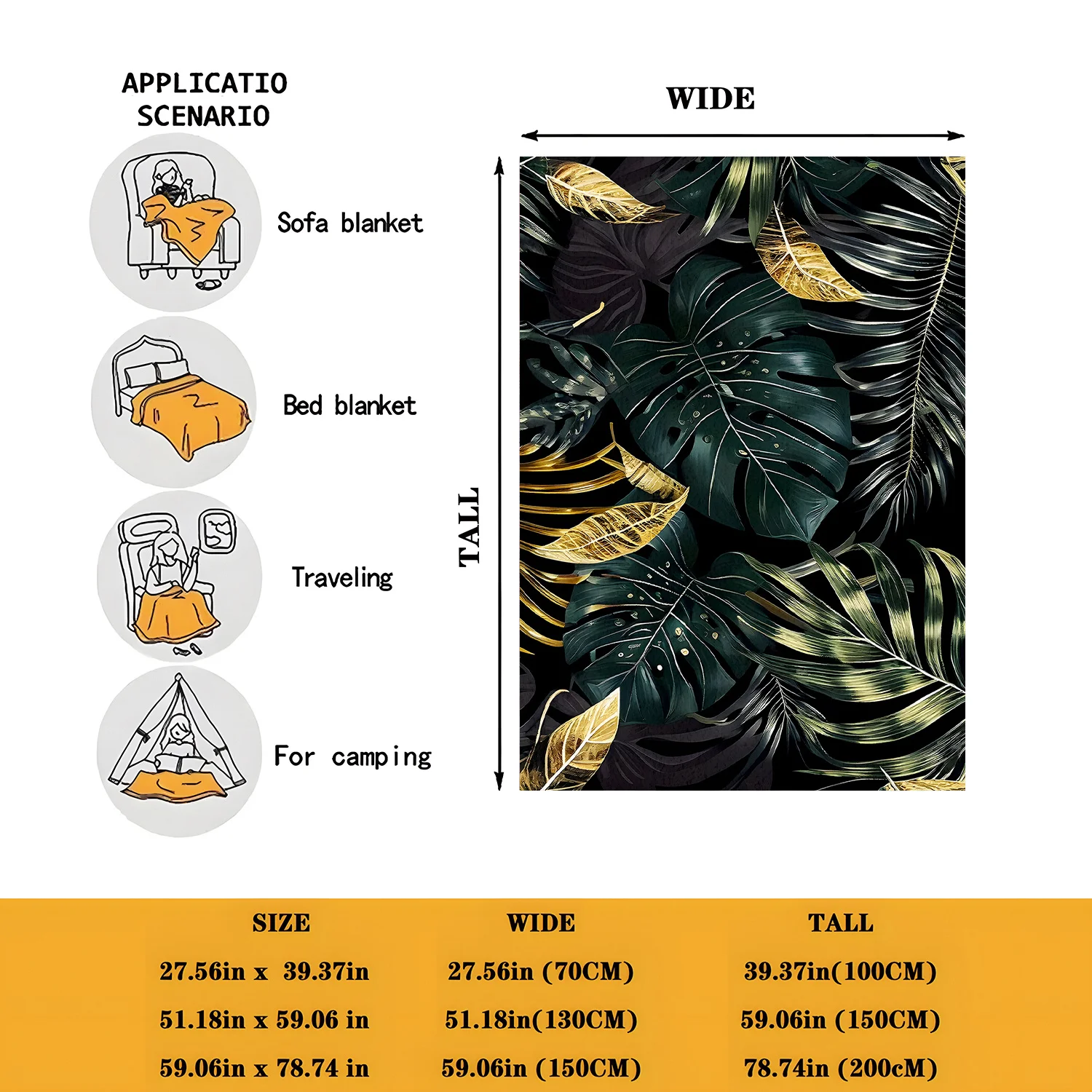 1pc Tropical Leaf Print Flannel Blanket, Contemporary Style All-Season Cozy Throw, Machine Washable Polyester, Digital Print Sof