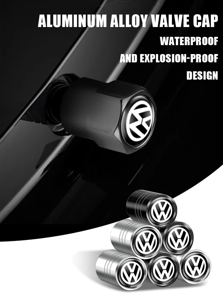 Bouchons de tige de Valve de pneu de roue en métal 3D, 4 pièces/ensemble, pour Volkswagen Rline Golf GTI R Scirocco MK6 Beetl Bora Passat Tiguan, accessoire