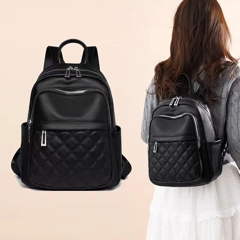 2026 New Fashion Women Backpacks High Quality Pu Leather Female Ladies Bag Korean Student Backpack Preppy Style Bag