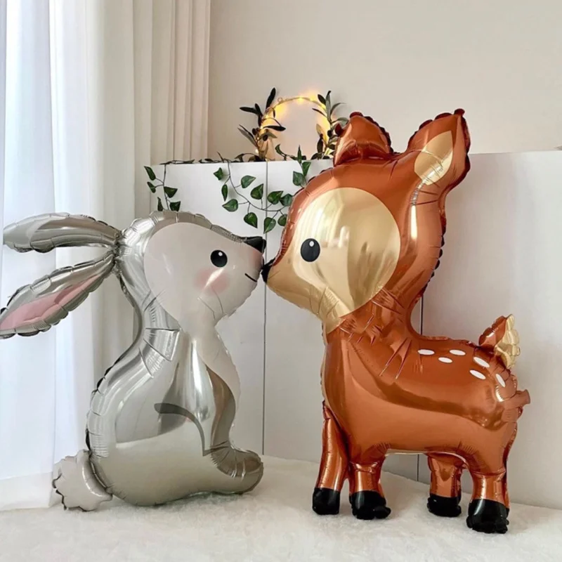 Cartoon Animal Rabbit Deer Foil Balloon Kids Gifts Birthday Party Jungle Animal Theme Decoration Squirrel Fox Bear Helium Globos