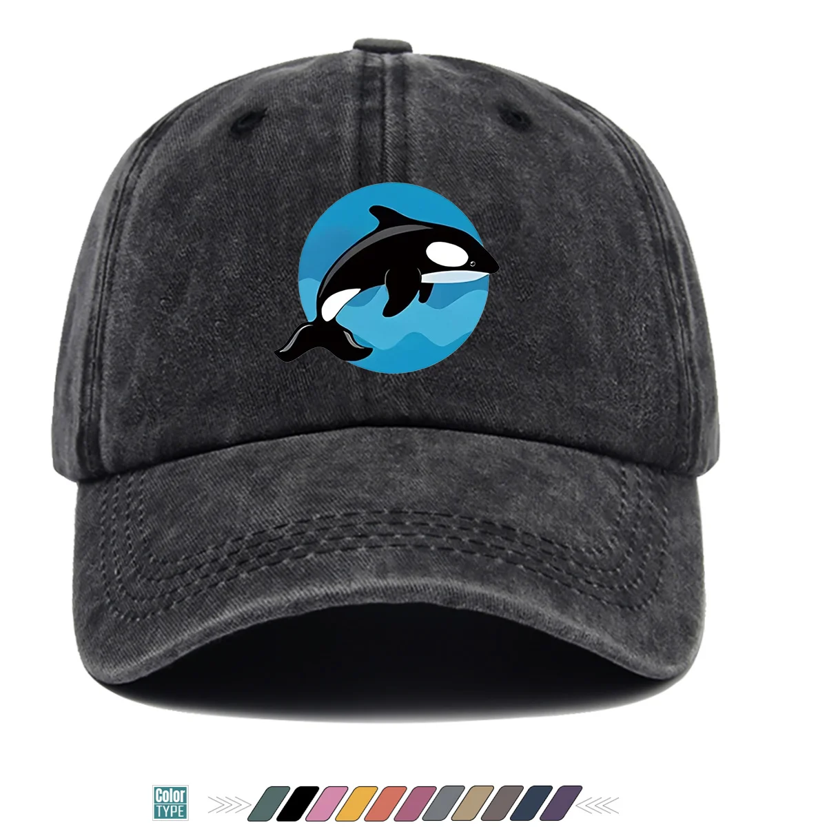 1pc Orca Leaping Over Waves Themed Printed Baseball Cap, Comfortable and Breathable Sun Hat, Stylish, , and Beautiful, Unisex Ad