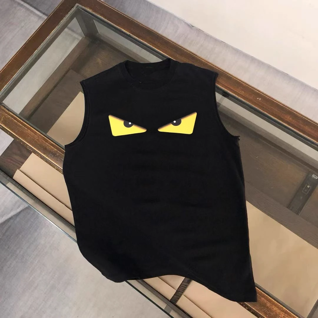 

plus Size American Casual Eye Print Svel Cotton T-irt Men's Summer Sweat Vest Breathable Lightweight round Ne Top