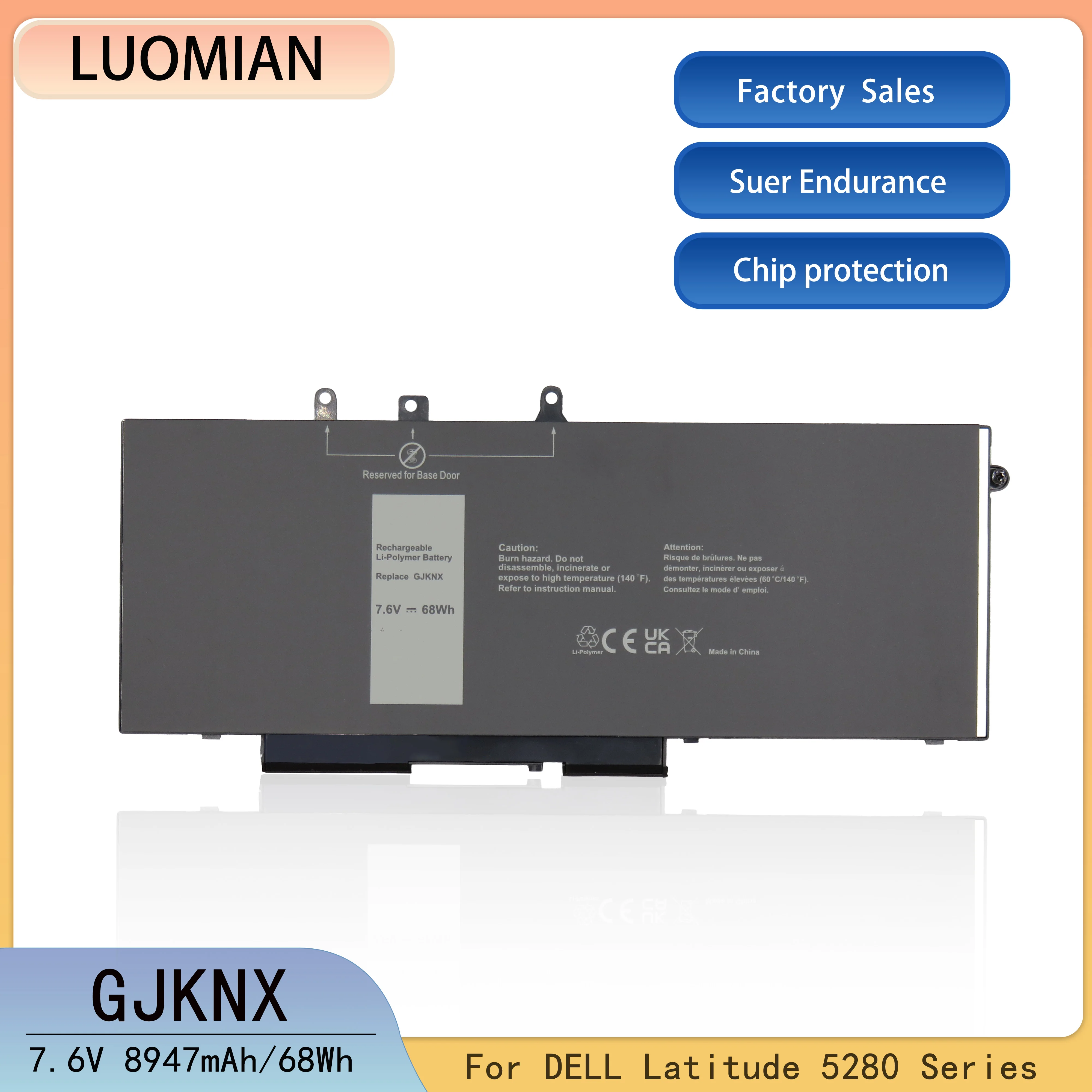 For DELL GJKNX Laptop Battery DELL Latitude  5580 5590 5480 5490 series 7.6V 68Wh 3DDDG GD1JP 93FTF