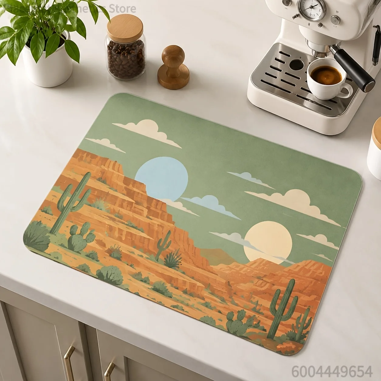 Desert Cactus,Leaf, Magnolia, Tropical Bird Floral Print Absorbent Waterproof Kitchen Counter Dish Drying Mat Decor Placemat