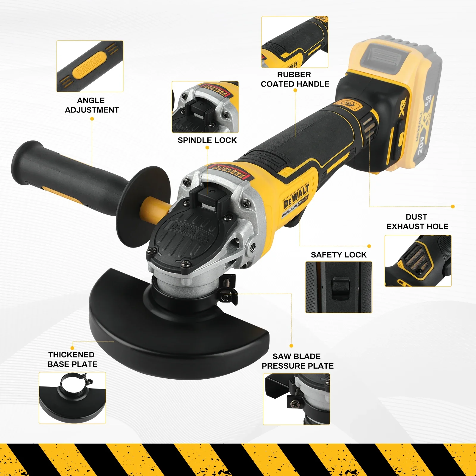 DEWALT DCG406 125mm meuleuse d'angle à tête plate sans brosse, Machine-outil nue, Machine de découpe, meuleuse d'angle de Machine à polir