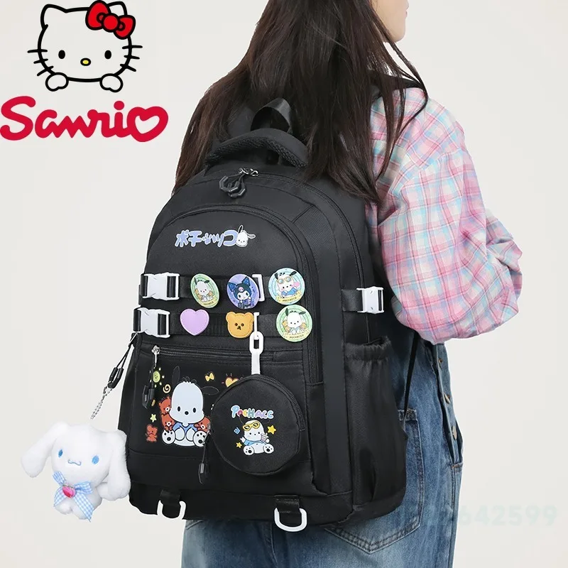 Sanrio Cute Backpack Kuromi Melody Lightweight Large Capacity Adjustable Straps Foldable Design Casual Outings Travel School