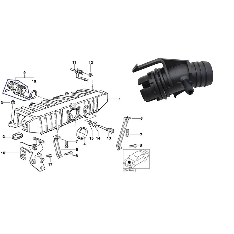 11611738629 Ansaugkrümmeranschluss mit O-Ring für BMW E36 E34 1992–1995 – Detail 5