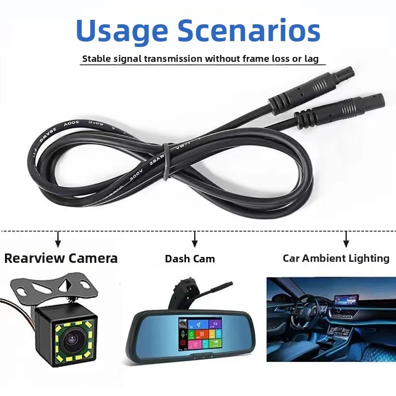3M 4-Pin Tachograph Extension Cable 4 Hole 4 Core BMW Head 4P Car Rear View Camera Dash Cam Wire for Truck RV Van