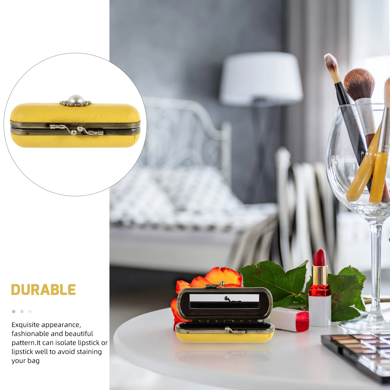 

Single Retro Lipstick Box Premium Compact Storage Case for Cosmetics Jewelry Organizer Desktop Home Office Makeup Shop Gift