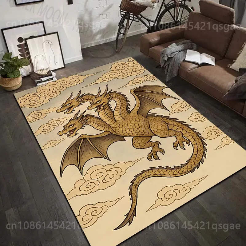 Three-headed dragon flying among clouds Carpet for Living Room Bedroom Sofa Home Decor Rus Non-slip Floor Mat Luxury Gift