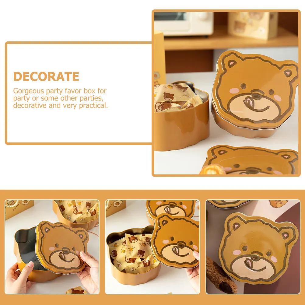 

2pcs Bear Pattern Tinplate Biscuit Box Large Cookie Storage Jar For Candy Chocolate Gift Party Decoration Festival Tins With