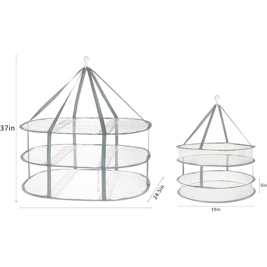 2 Pack 2Tier and 3Tier Folding Mesh Clothes Hanging Dryer Sweater Drying Rack Large Laundry Drying Rack Lay fold Flat Dry Hange