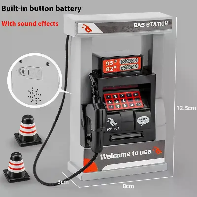 1 Set Realistic Miniature Model Playset With Roadblocks Interactive Educational Toy DIY Simulation Gas Station Toys