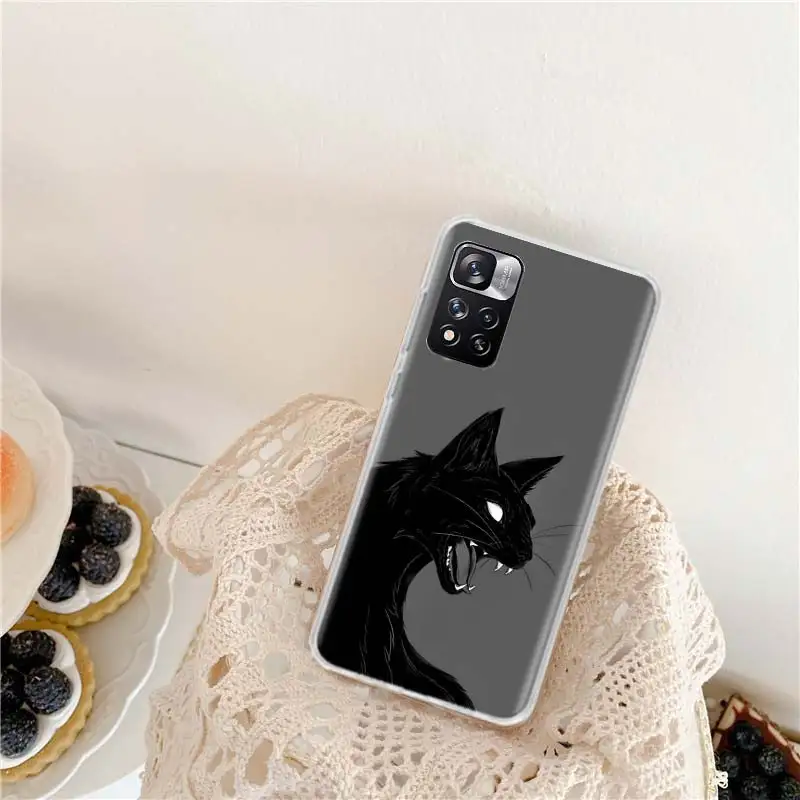 Premium cute black cat Phone Case For Xiaomi Poco X3 GT X4 NFC M4 M5 M5S X6 X5 Pro 5G M3 Mi F6 F5 F4 F3 F2 F1 TPU Cover Cap