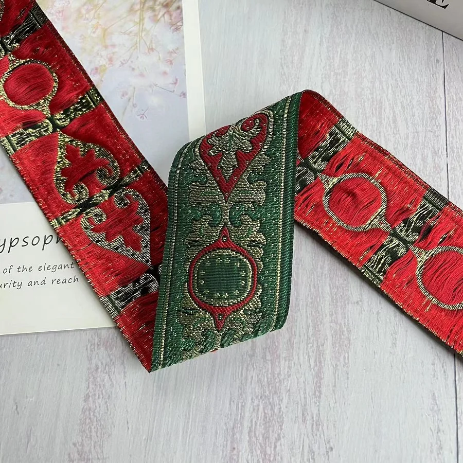 10 Yards/lot Ethnic Style Webbing Woven Jacquard Ribbon Flowers Pattern For Garment Accessories LS-2208 Width 4.5-5.5 CM